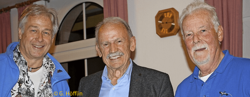 Andreas Galli (links) ehrte Eichstettens Altbürgermeister Gerhard Kiechle und Engelbert Mayer (rechts).